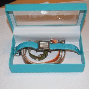 Cato 10 Watch With 5 Leather Colorful Straps Needs Battery